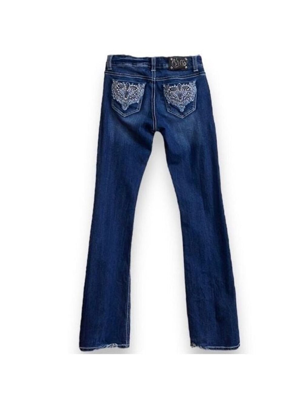 Bootcut Western Jeans Juniors Size 5 / 26” Med-Dark Wash Distressed - Picture 3 of 6